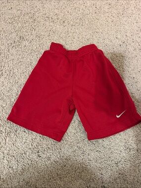 Nike Kids Red Mesh Athletic Shorts with Swoosh